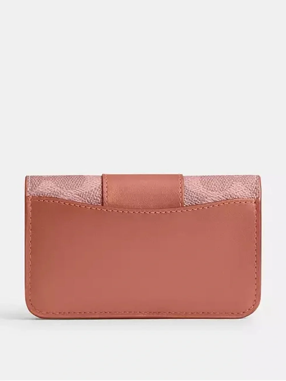 Coach Slim Card Case Wallet in Signature Canvas & Leather Brass/Melon Pink NWT